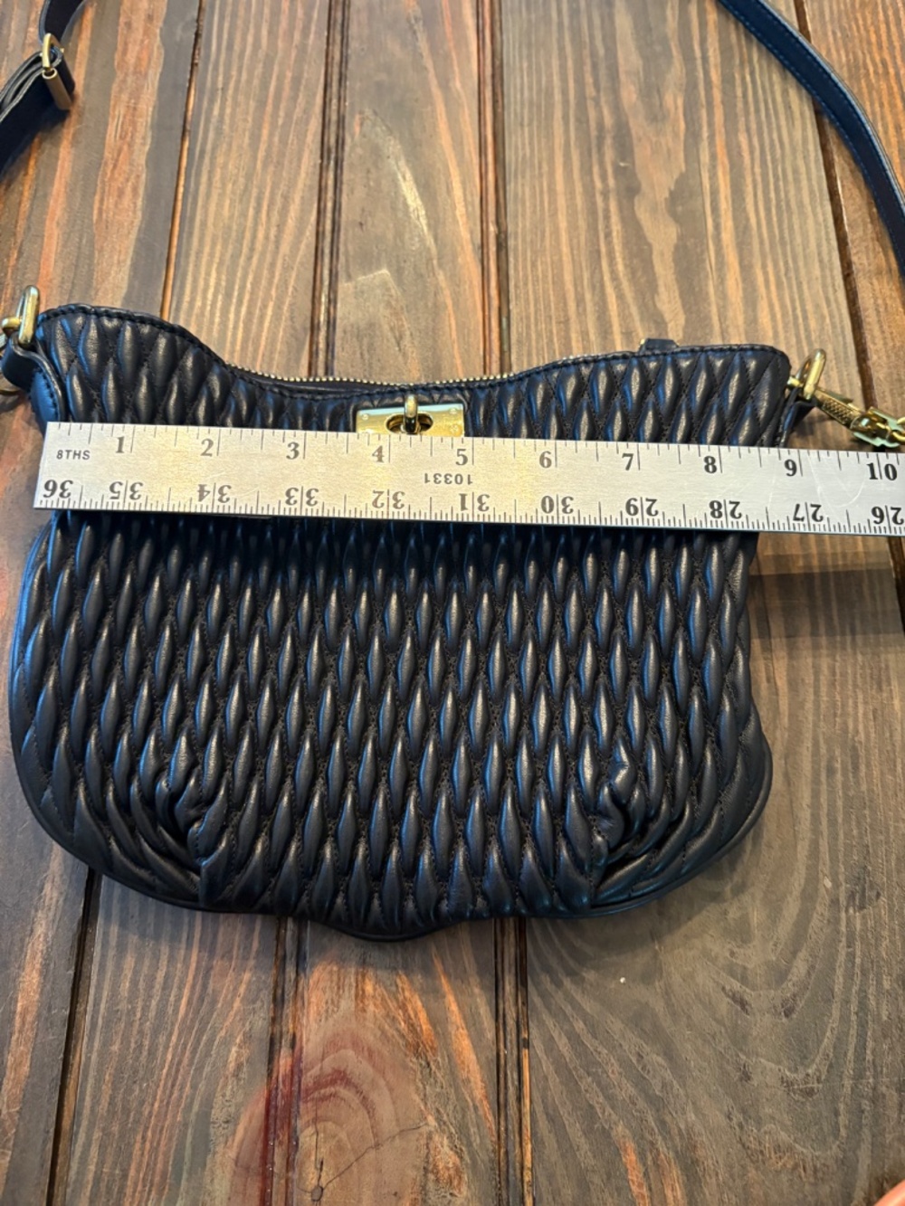 J. Crew Women's Baby Brompton Quilted Leather Hobo Shape Crossbody Bag Black